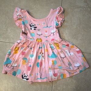 Little Sleepies twirl dress with bodysuit in discontinued Party Animal print